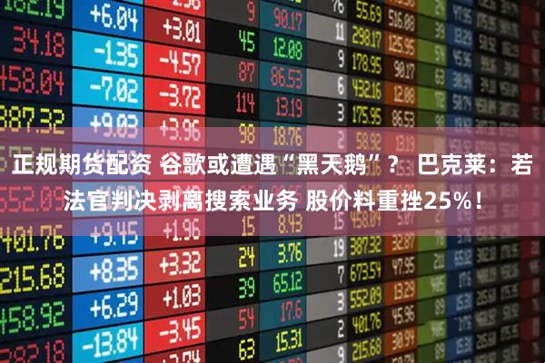 正规期货配资 谷歌或遭遇“黑天鹅”？ 巴克莱：若法官判决剥离搜索业务 股价料重挫25%！